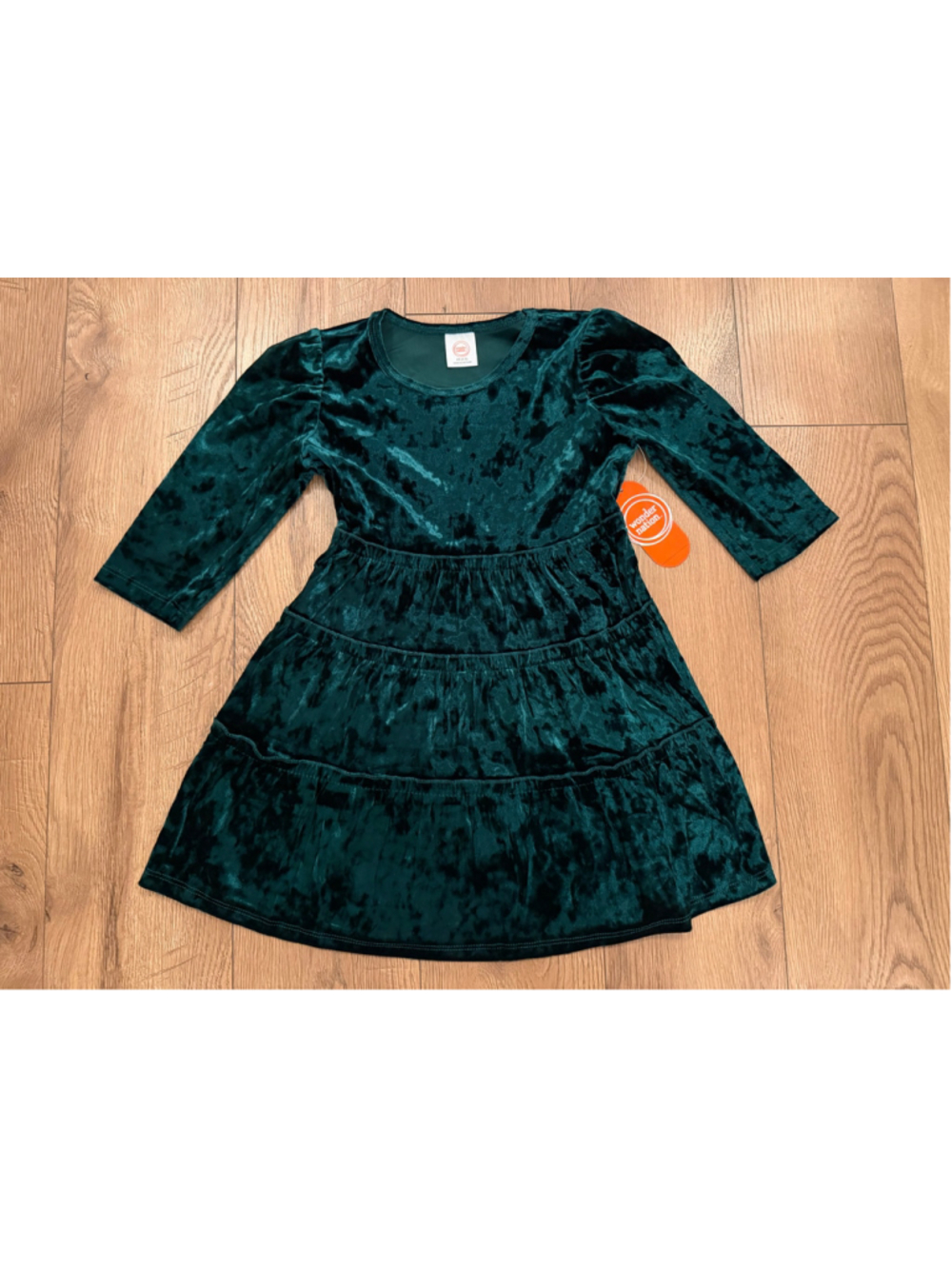 NEW Girls Wonder Nation Velvet Dress Holiday Christmas Green XS (4-5)